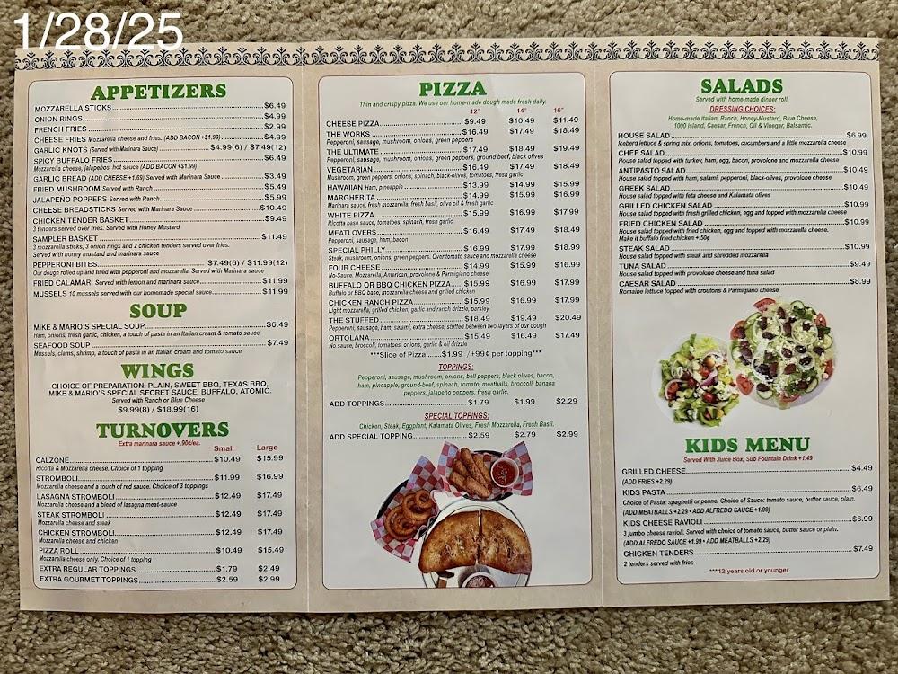 MIKE & MARIO'S ITALIAN RESTAURANT Menu image 1