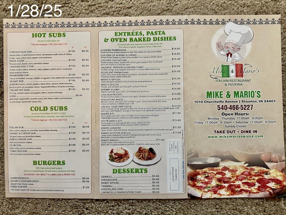 MIKE & MARIO'S ITALIAN RESTAURANT Menu image 2